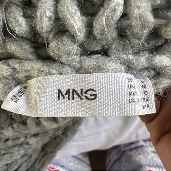 Mango Gray Chunky Knit Turtleneck Sweater Oversized Cozy Size L - Picture 14 of 15